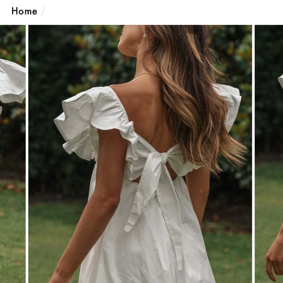 White Ruffled Mini Dress - Picture 2 of 3